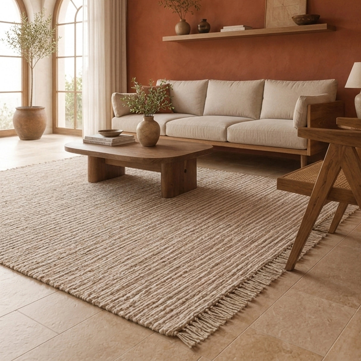 Tassel Cotton Jute - Rectangular