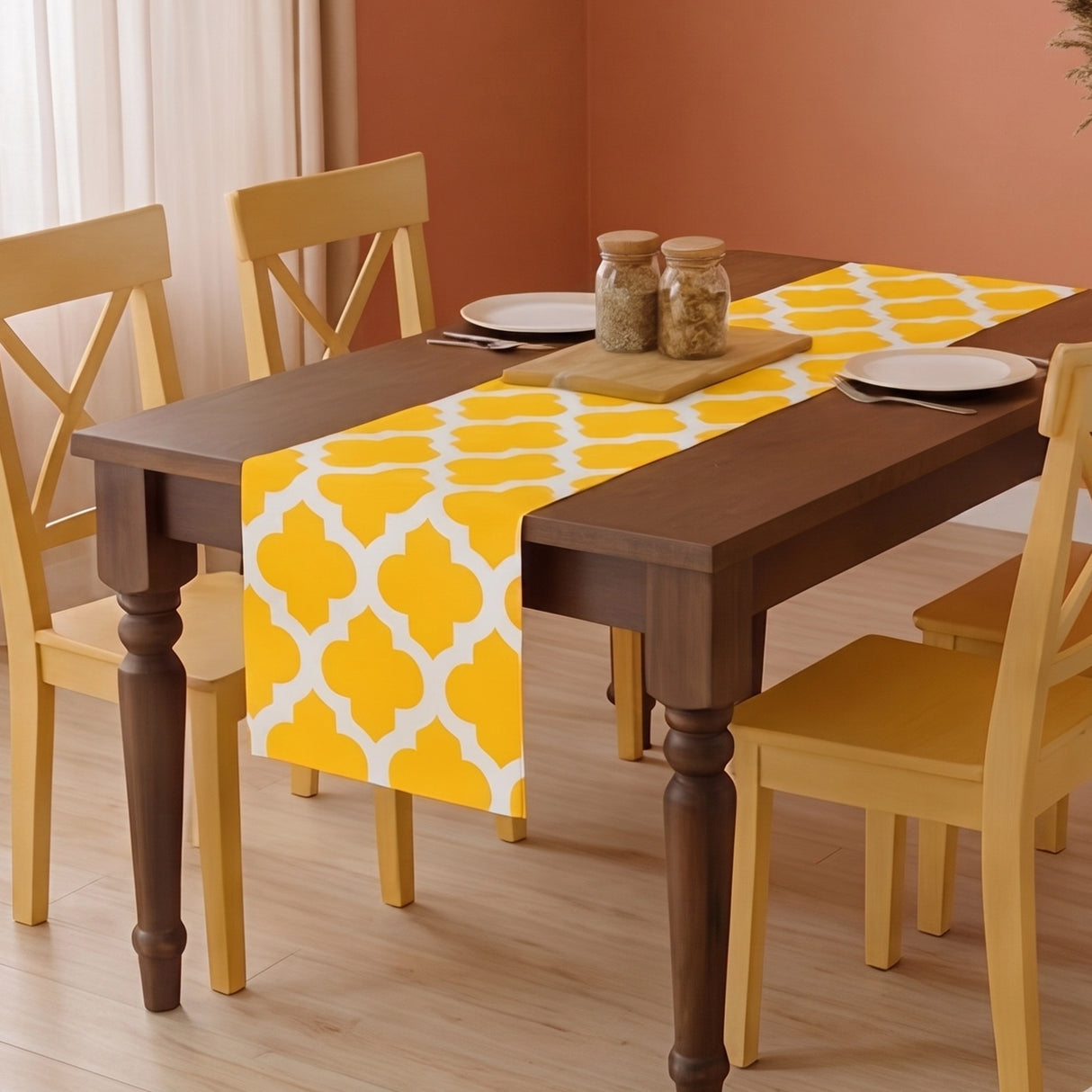 Imprimer Quatrefoil - Printed Dining Table Runner (Yellow)