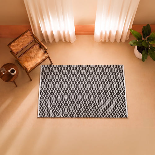 Tessitura Confetti - Diamond Cotton Rug (Grey & White)