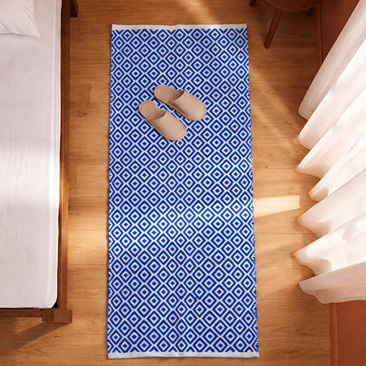 Tessitura Confetti - Diamond Cotton Rug (Blue & White)