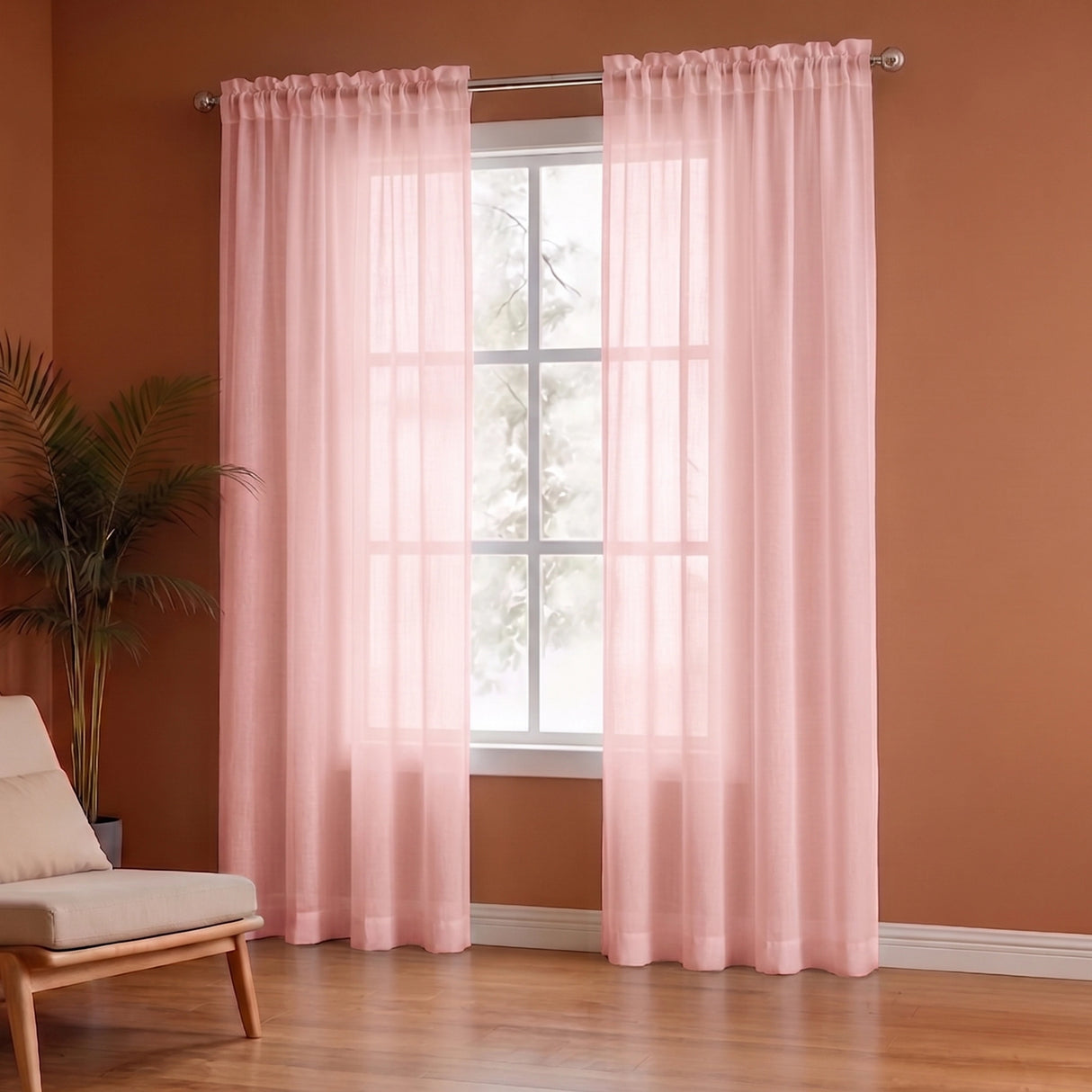 Fort Absolute - Rod Pocket Pink Sheer Curtain