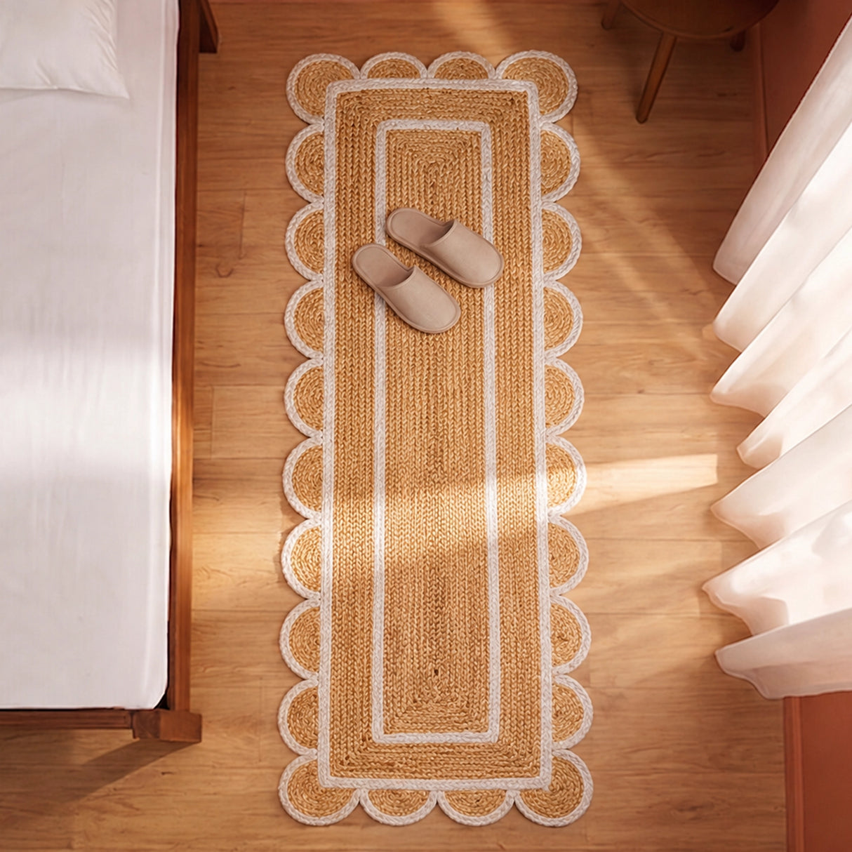 Scalloped Border Jute Area Rug - Rectangular