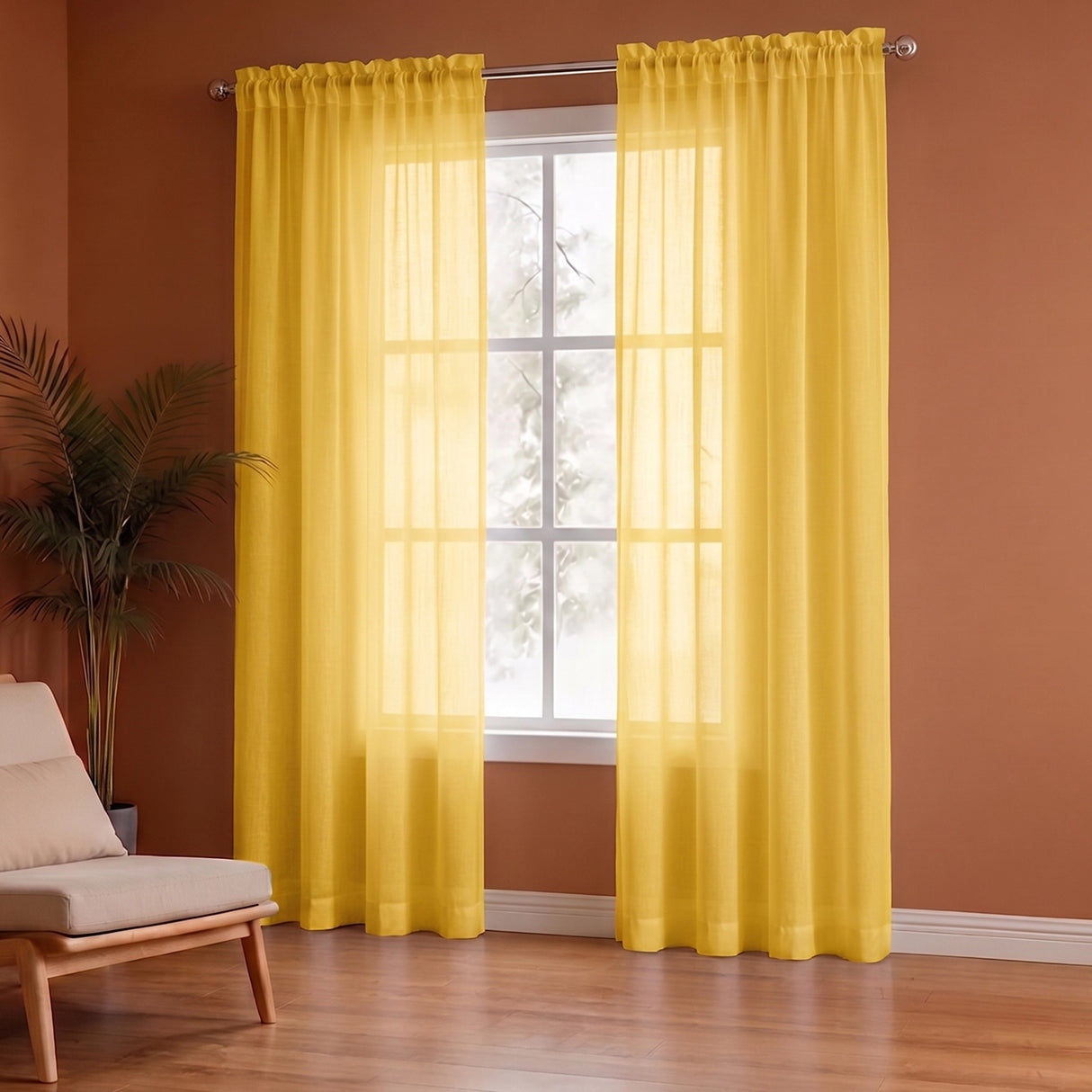 Fort Absolute - Rod Pocket Yellow Sheer Curtain