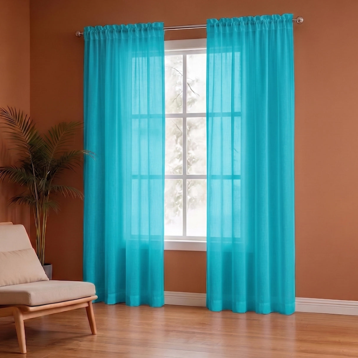 Fort Absolute - Rod Pocket Blue Sheer Curtain