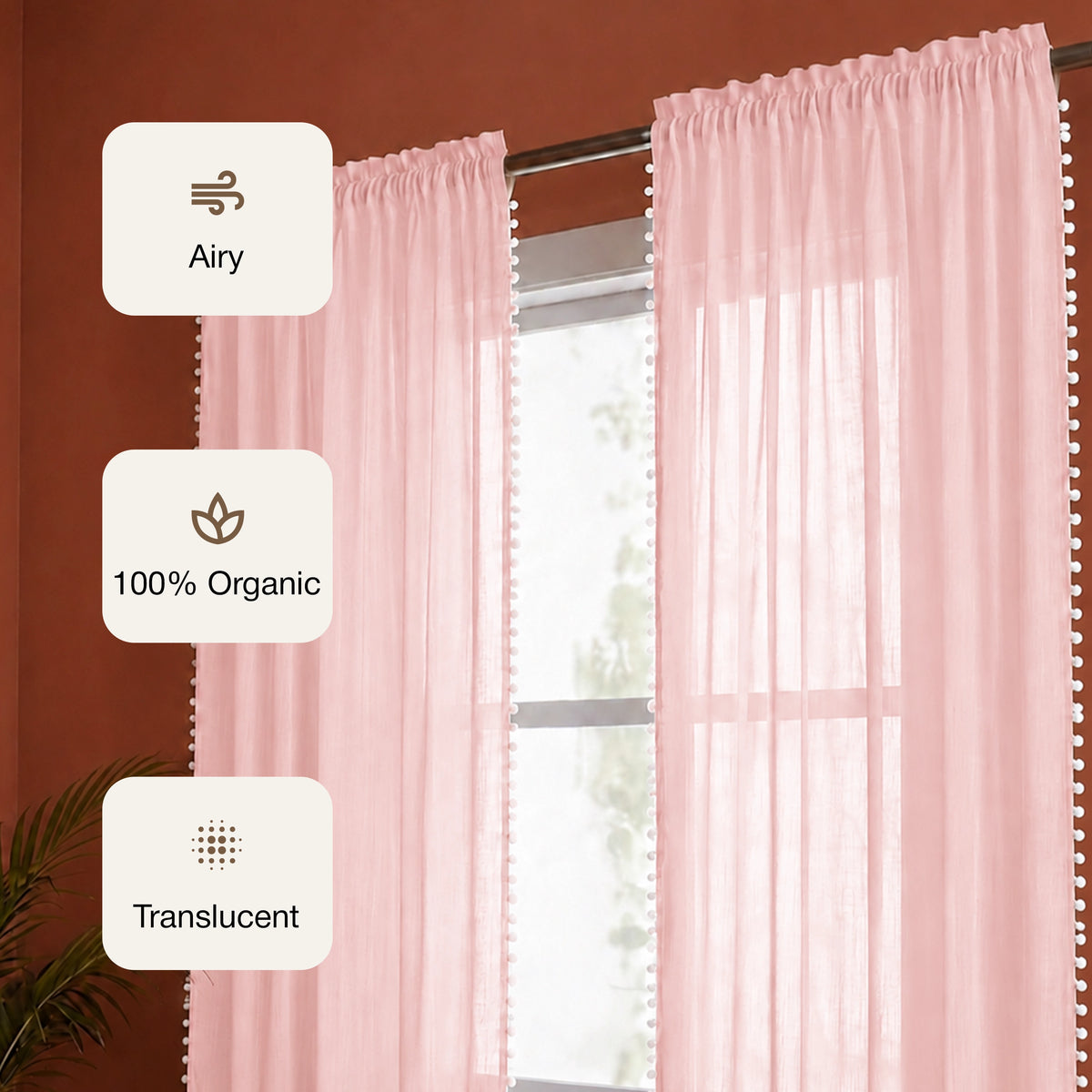 Fort Handpicked Breeze - Rod Pocket Pink Sheer Curtain