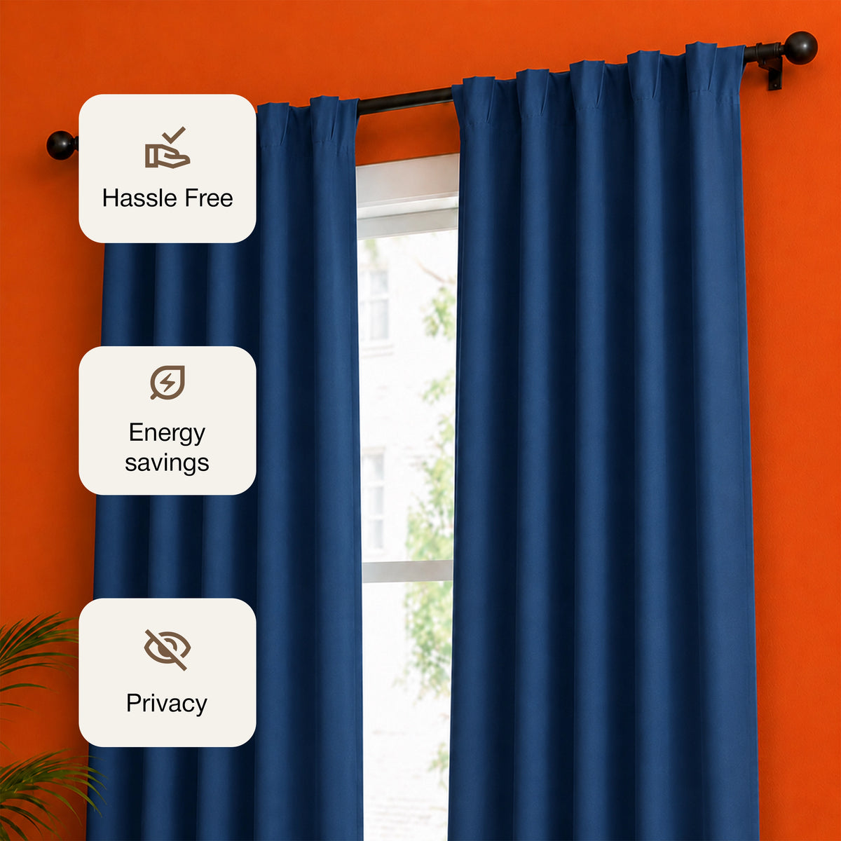 Fort Essential - Back Tab Blackout Curtain (Navy Blue)