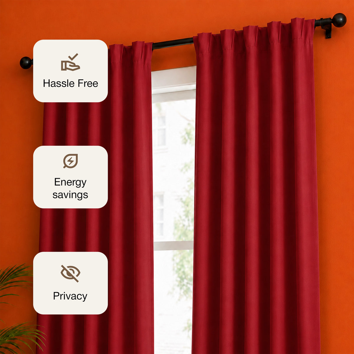 Fort Essential - Back Tab Blackout Curtain (Maroon)