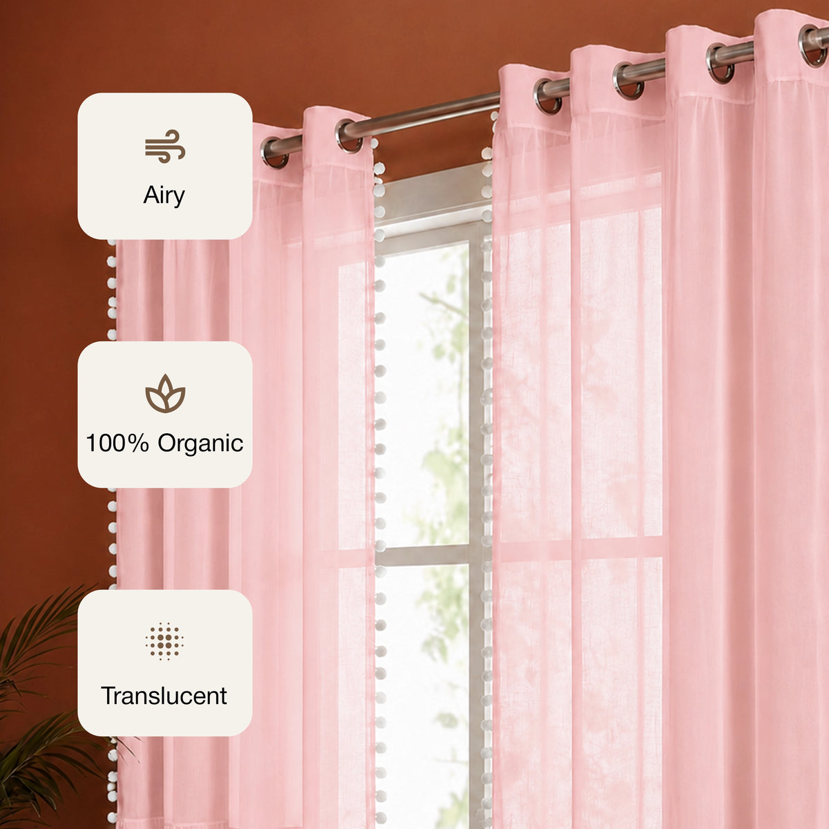 Fort Handpicked Breeze - Pink Sheer Curtain