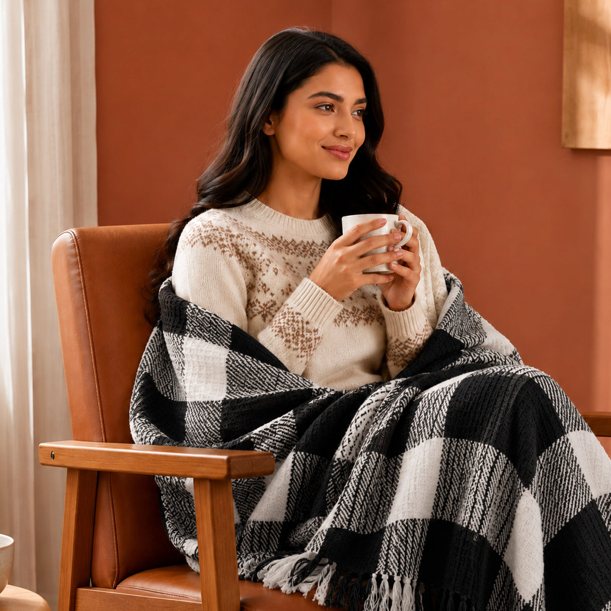 Breton Black Harlequin - Plaid Woven Throw