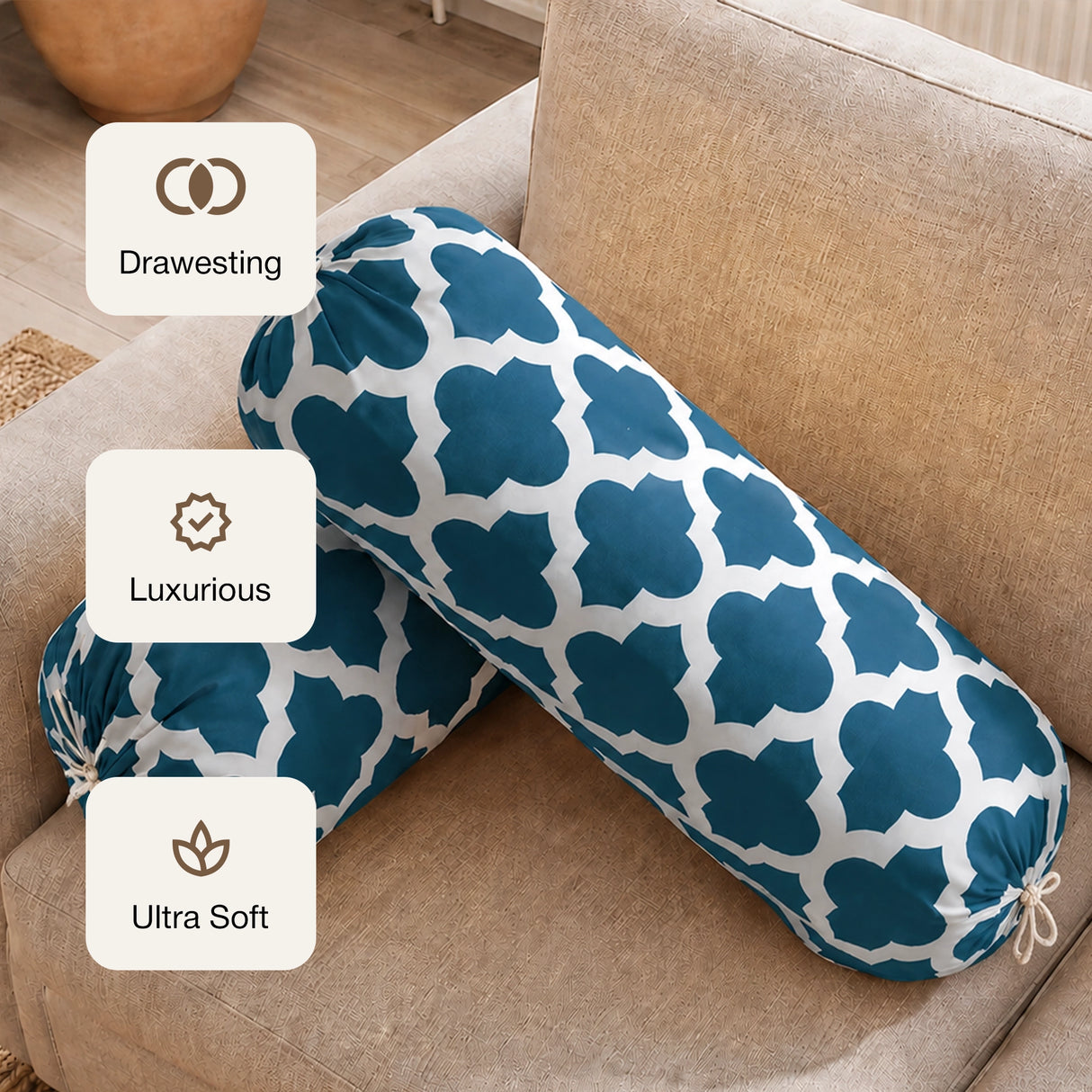 Imprimer Quatrefoil - Printed Bolster Cover (Blue)