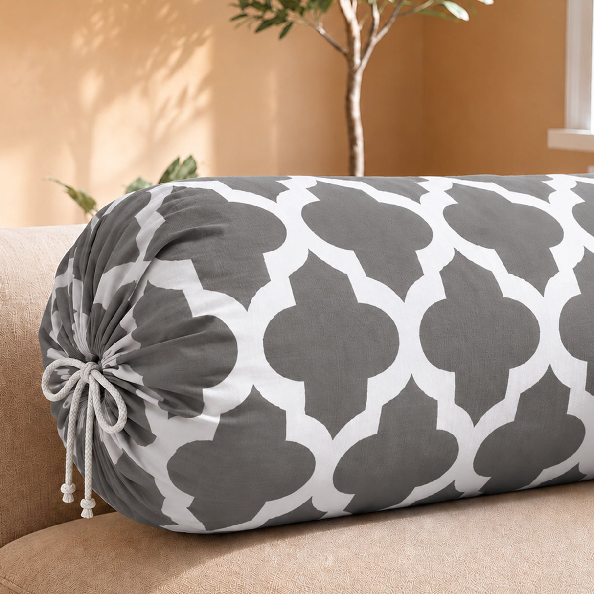 Imprimer Quatrefoil - Printed Bolster Cover (Grey)