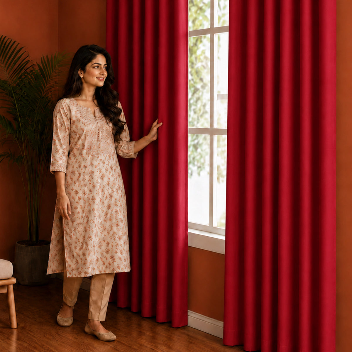 Fort Essential - Back Tab Blackout Curtain (Maroon)