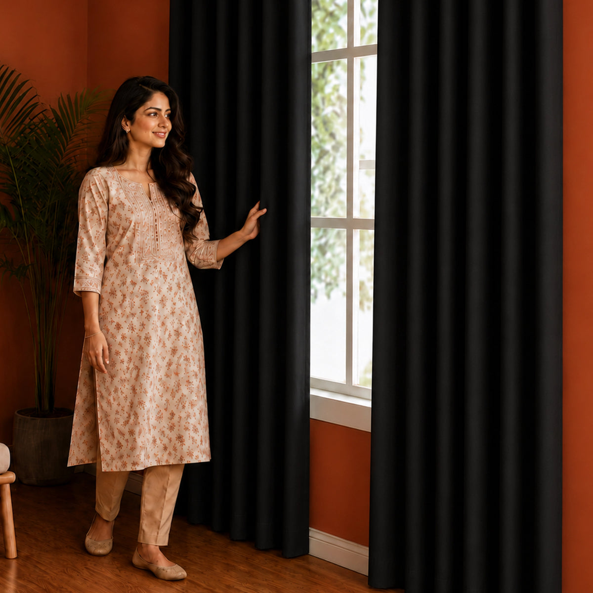 Fort Essential - Back Tab Blackout Curtain (Black)