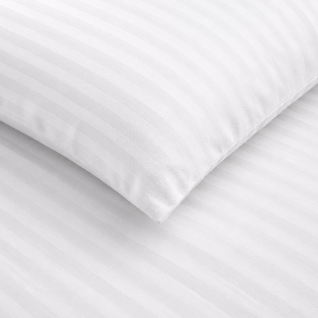 Breton Mellow - Satin Striped Duvet Cover (White)