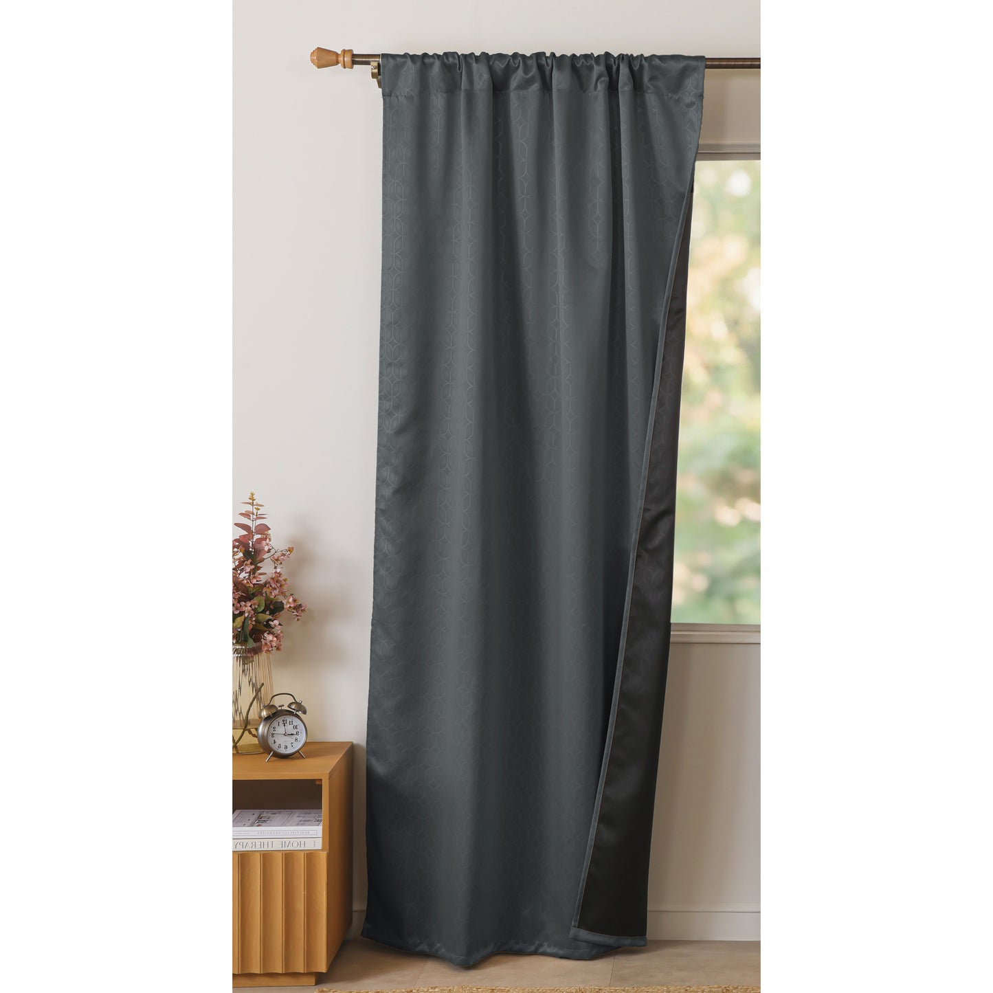 Grey Rod Pocket Solid Curtain