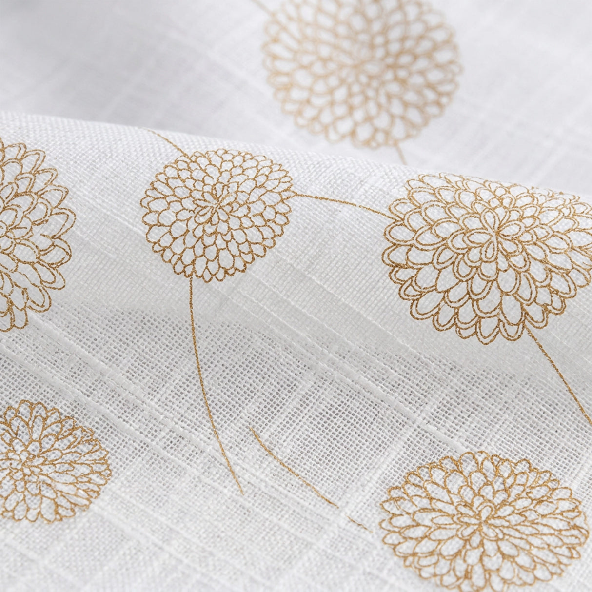 Imprimer Gold Dandelions - Rod Pocket Printed Sheer Curtain