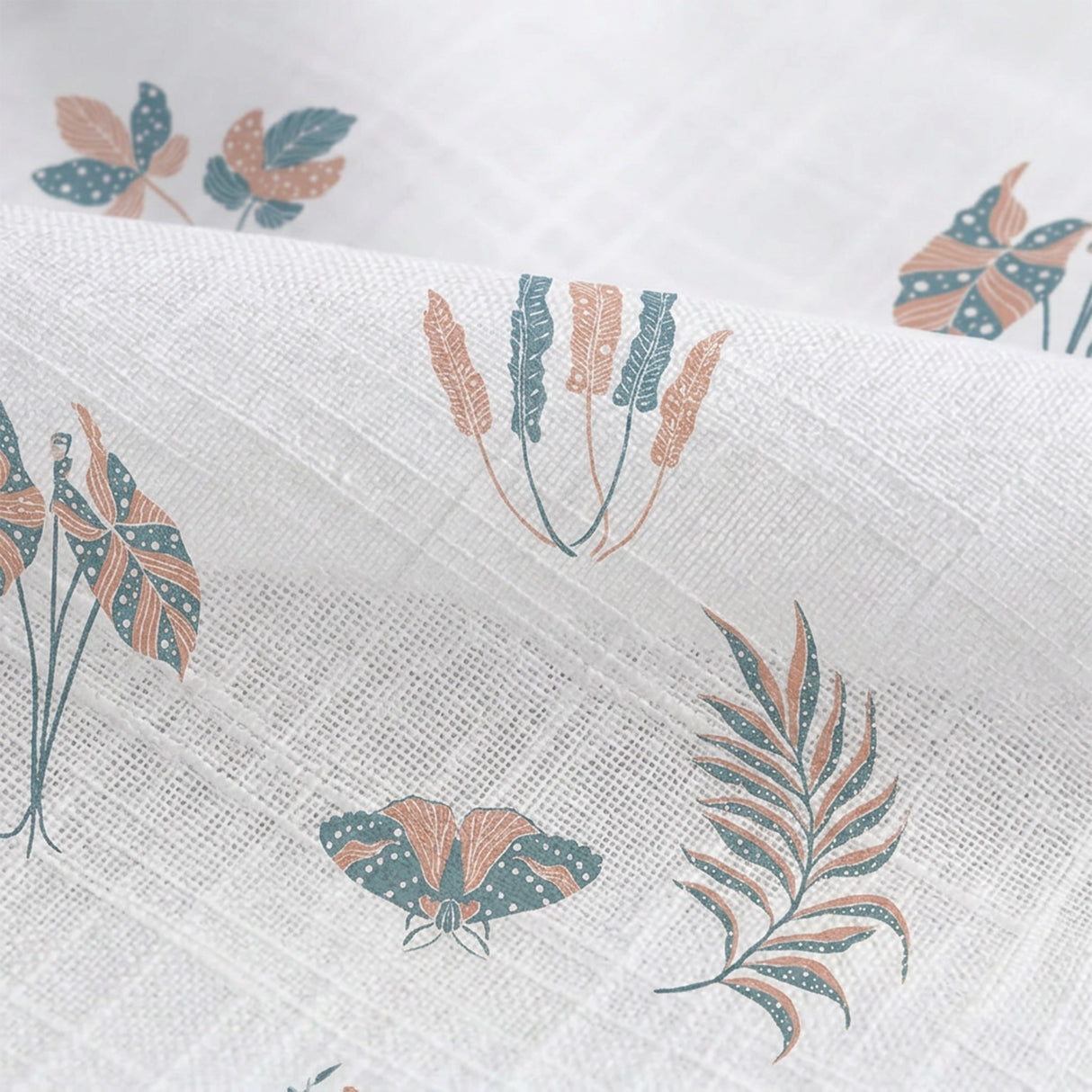 White Lunaria Garden Eyelet Printed Sheer Curtain