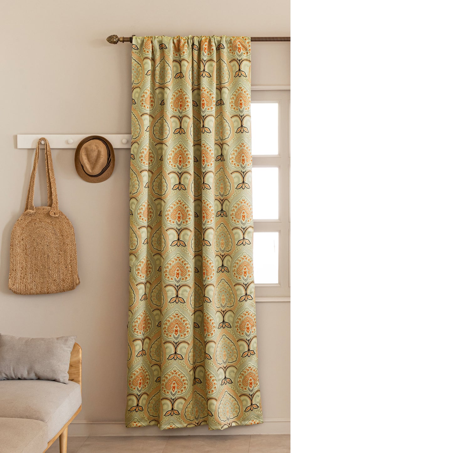Imprimer Floral - Rod Pocket DP Blackout Curtain (Green & Pink)