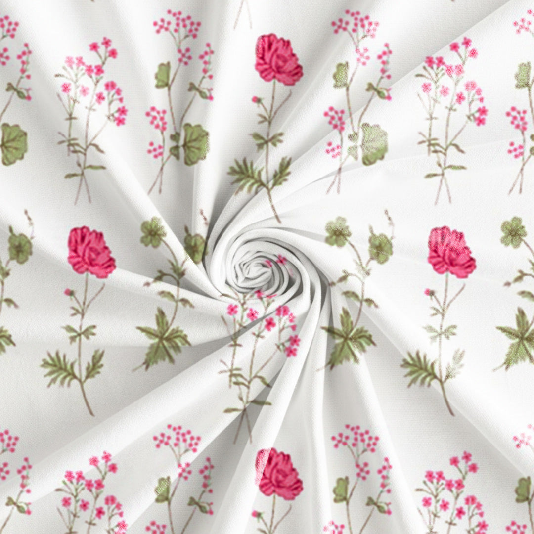 Pink Floral Printed Eyelet Duck Curtain