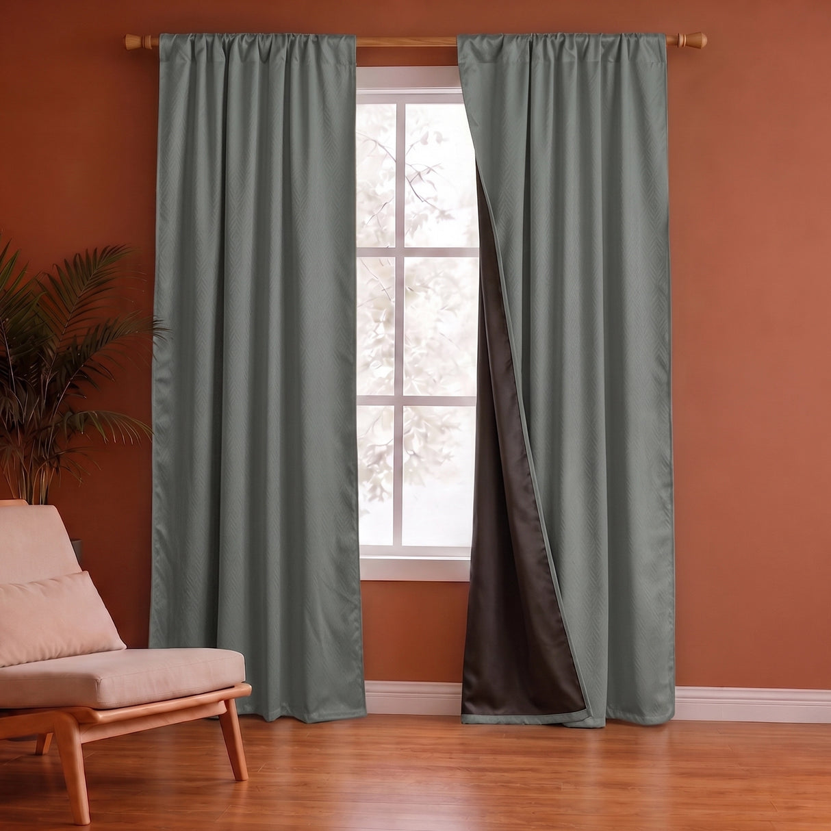 Fort Essential Embossed - Rod Pocket Black Backing Blackout Curtain (Grey)