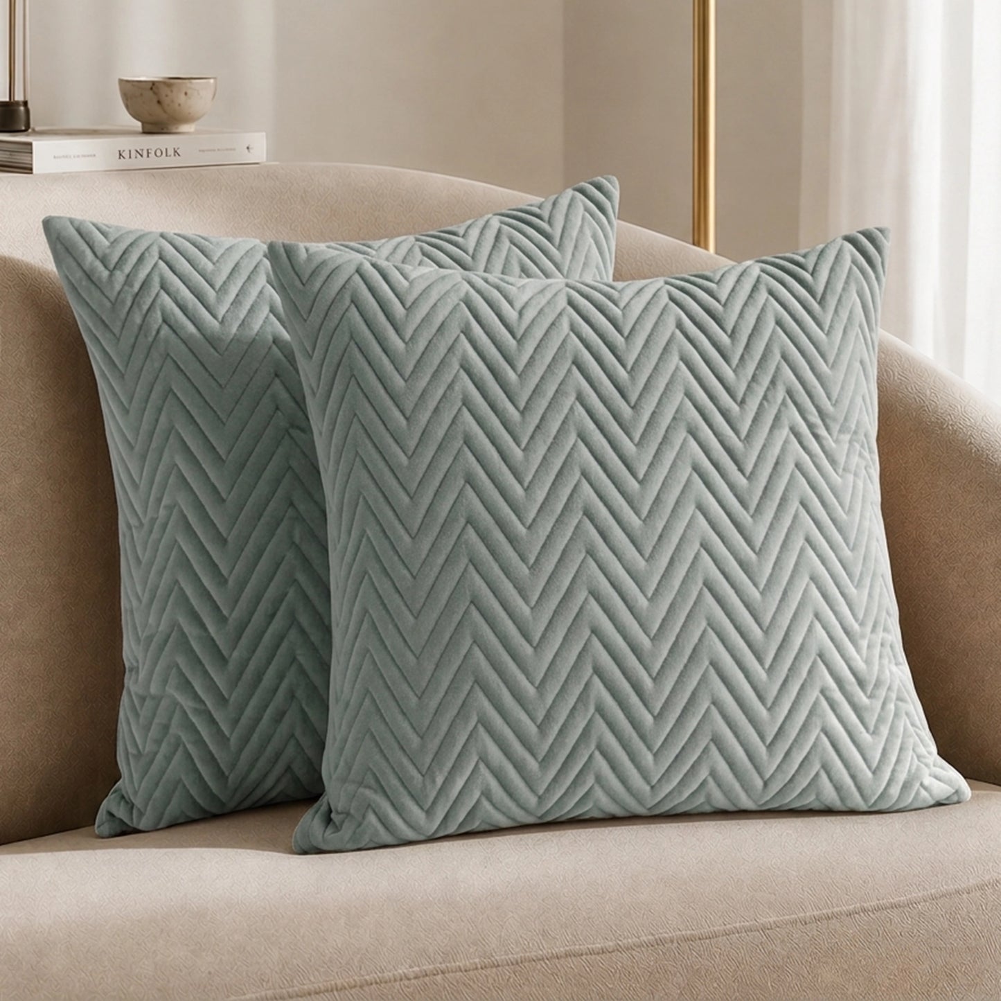 Premium Velvet Cushion Cover & Waffle Throw Combo Set