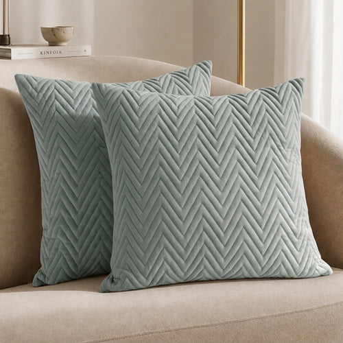 Fort Sawtooth - Quilted Velvet Cushion Cover (Grey)