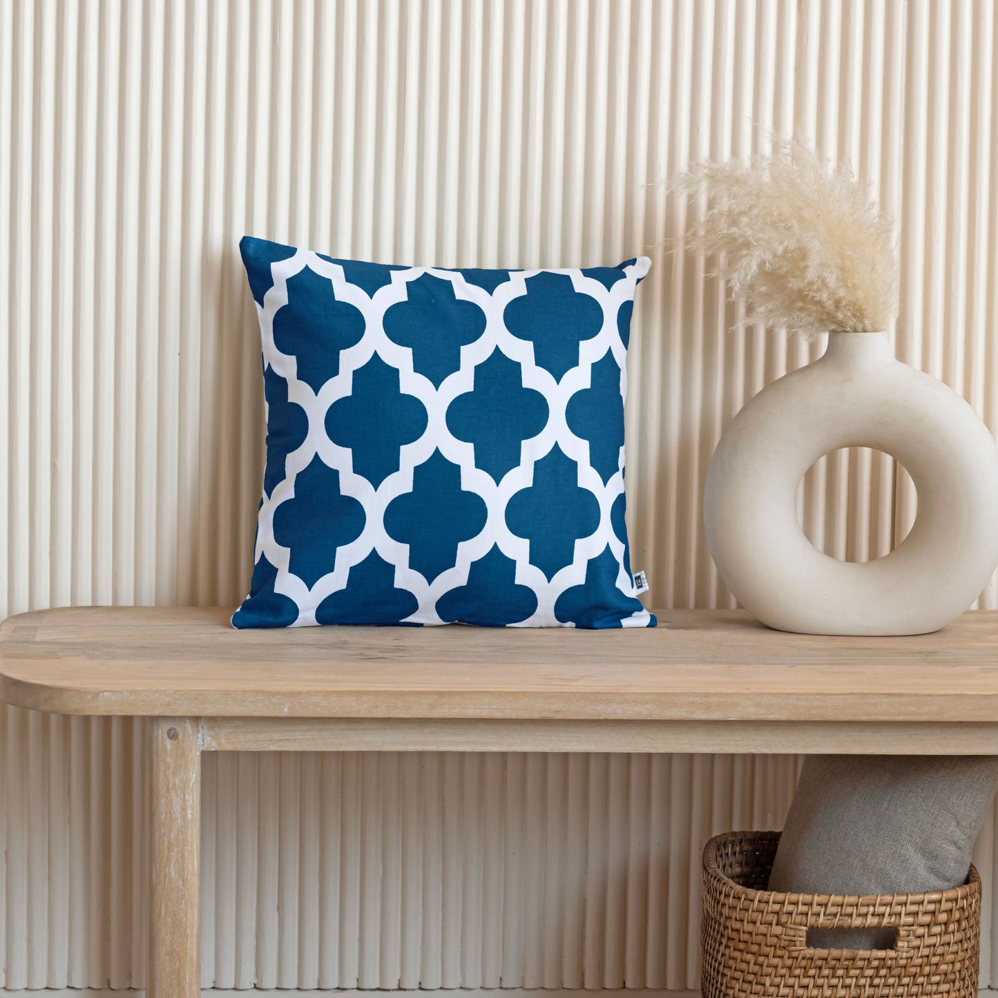 Imprimer Quatrefoil - Printed Cushion Cover (Blue)