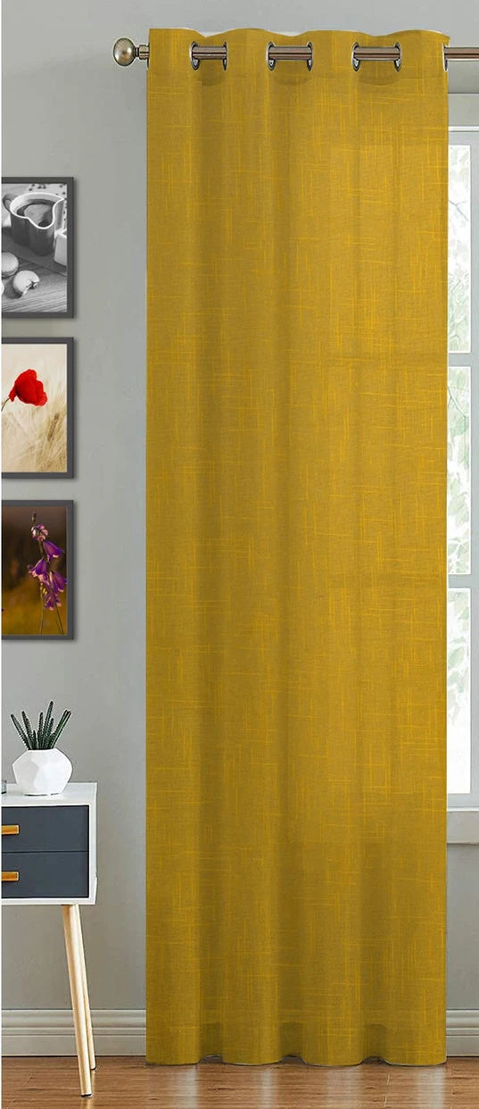 Cotton Solid Sheer Curtains (Yellow)