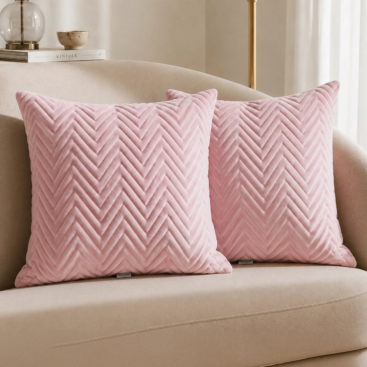 Fort Sawtooth - Quilted Velvet Cushion Cover (Baby Pink)