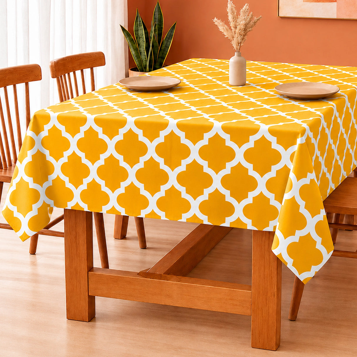 Imprimer Quatrefoil - Printed Dining Table Cover (Yellow)