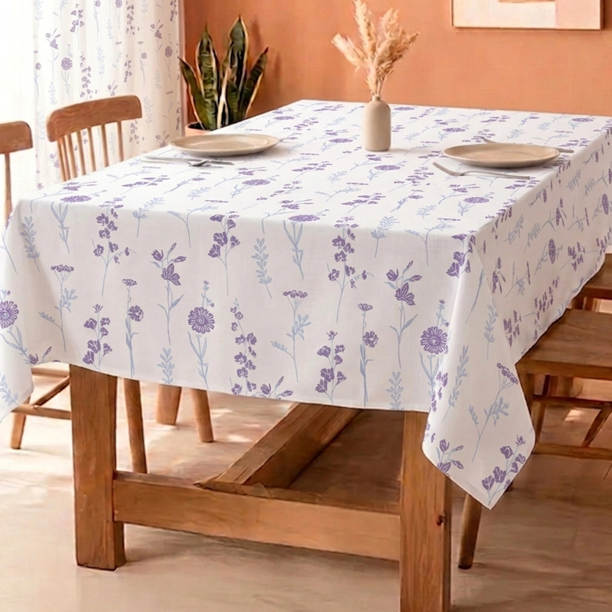 Cotton Premium Dining Table Cover (Blue & Purple)
