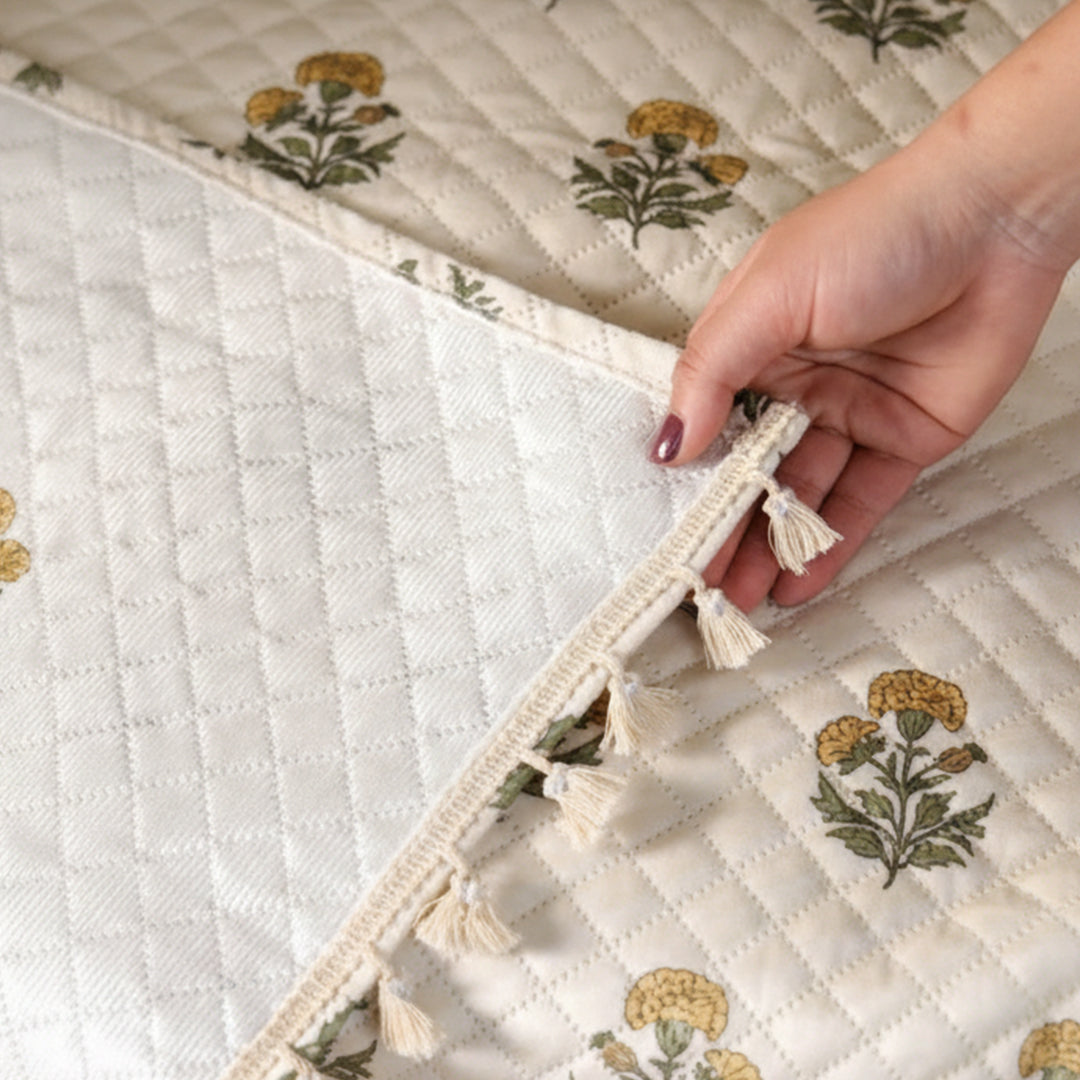 Meadow Bloom - Printed Sofa Cover (White)