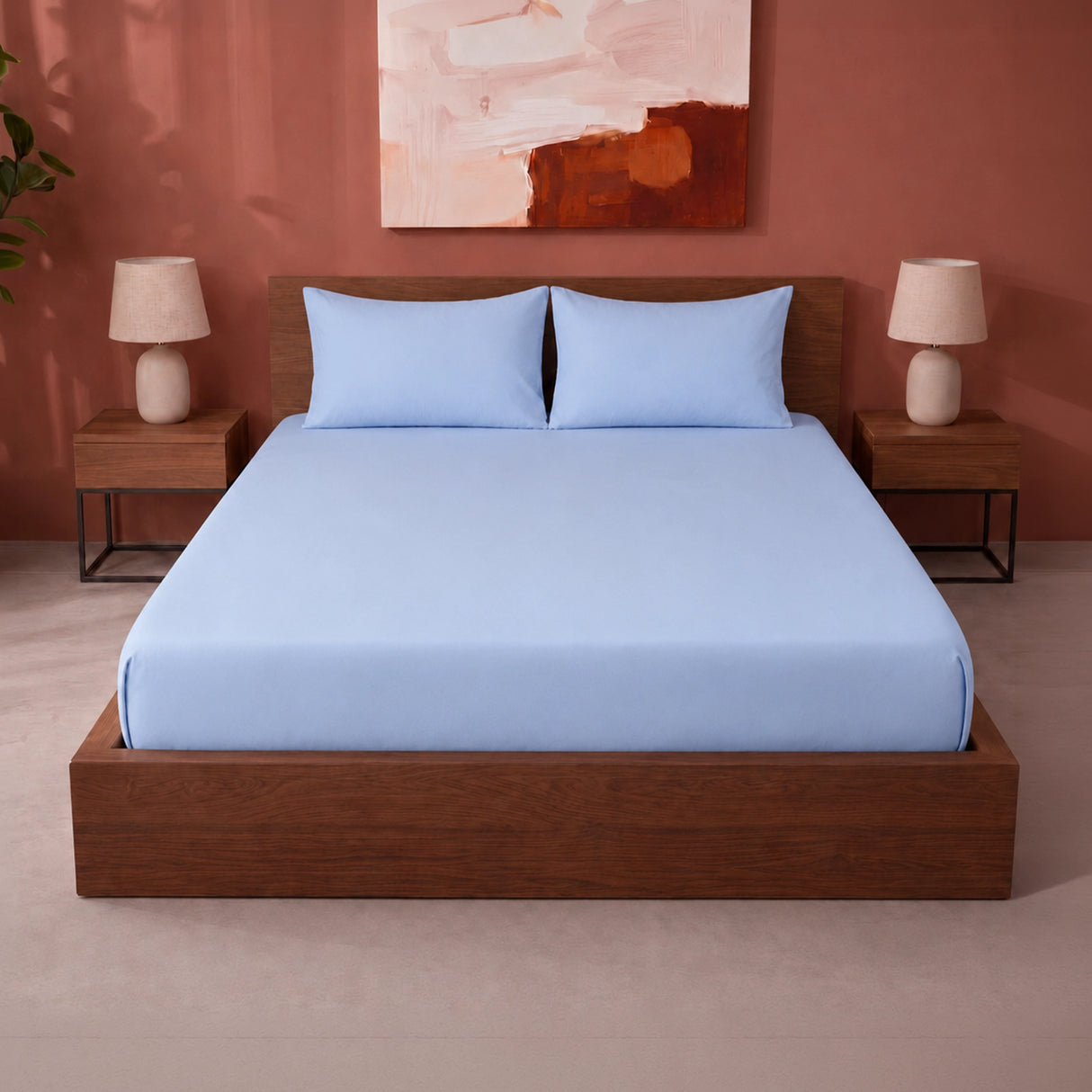 Fort Sublime - Solid Fitted Bedsheet (Sky Blue)