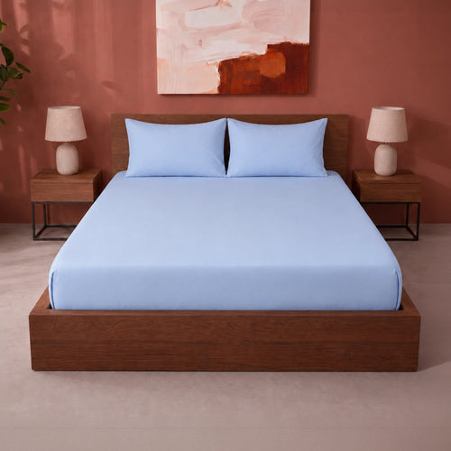 Fort Sublime - Solid Fitted Bedsheet (Sky Blue)