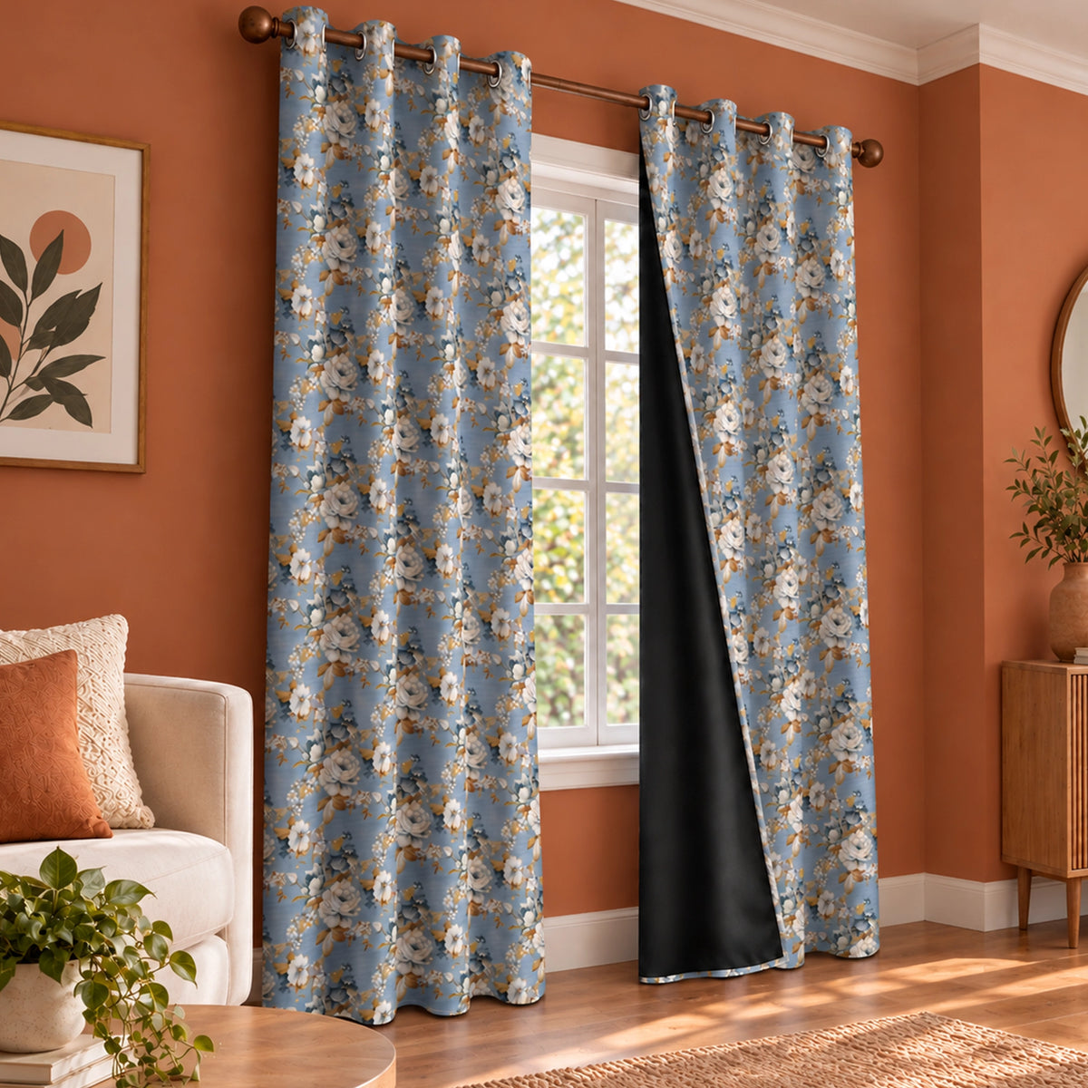 Imprimer Abstract - Digital Printed Blackout Curtain (Delicate Bloom)