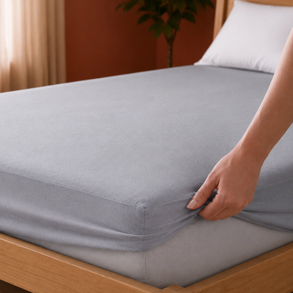 Fort - Terry Solid Mattress Protector (Grey)