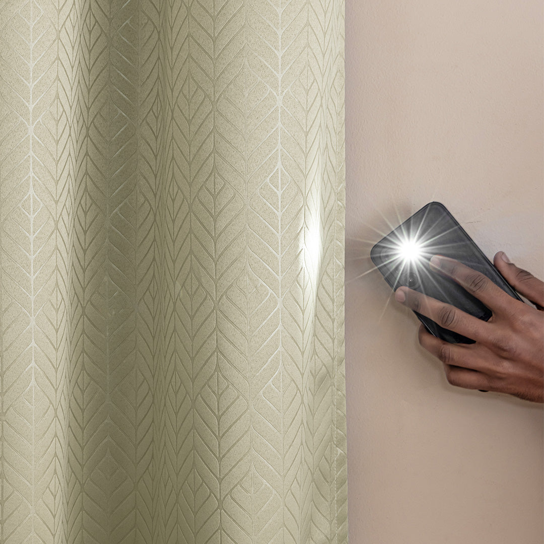 Fort Essential Embossed - Eyelet Black Backing Blackout Curtain (Off White)