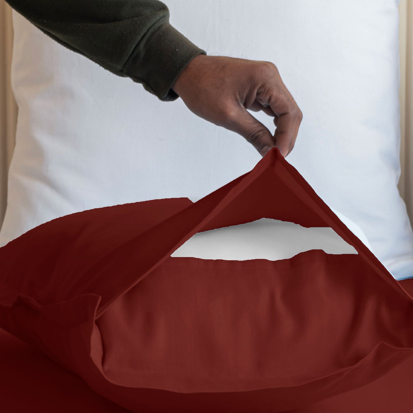 Fort Nightingale - Solid Pillow Cover (Maroon) (Bedsheet Excluded)