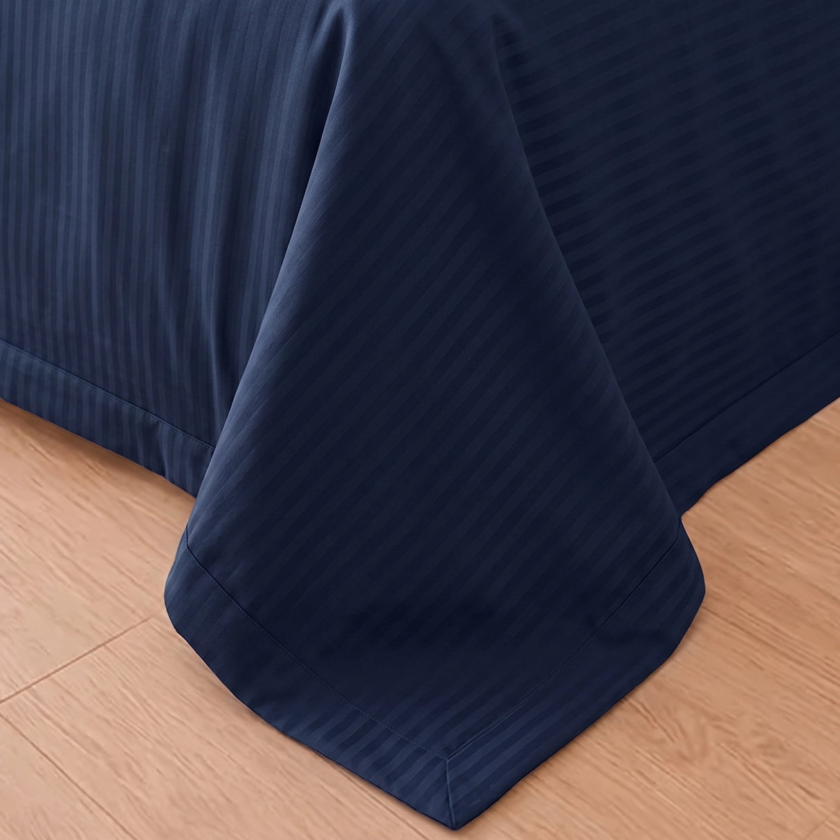 Breton Doze - Satin Stripe Reversible Dohar Blanket (Dark Blue)