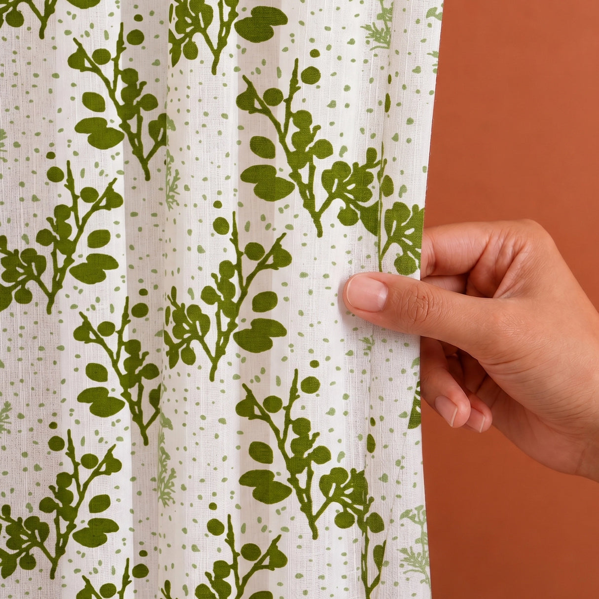 White Floral Botanic Hush Eyelet Printed duck Curtain