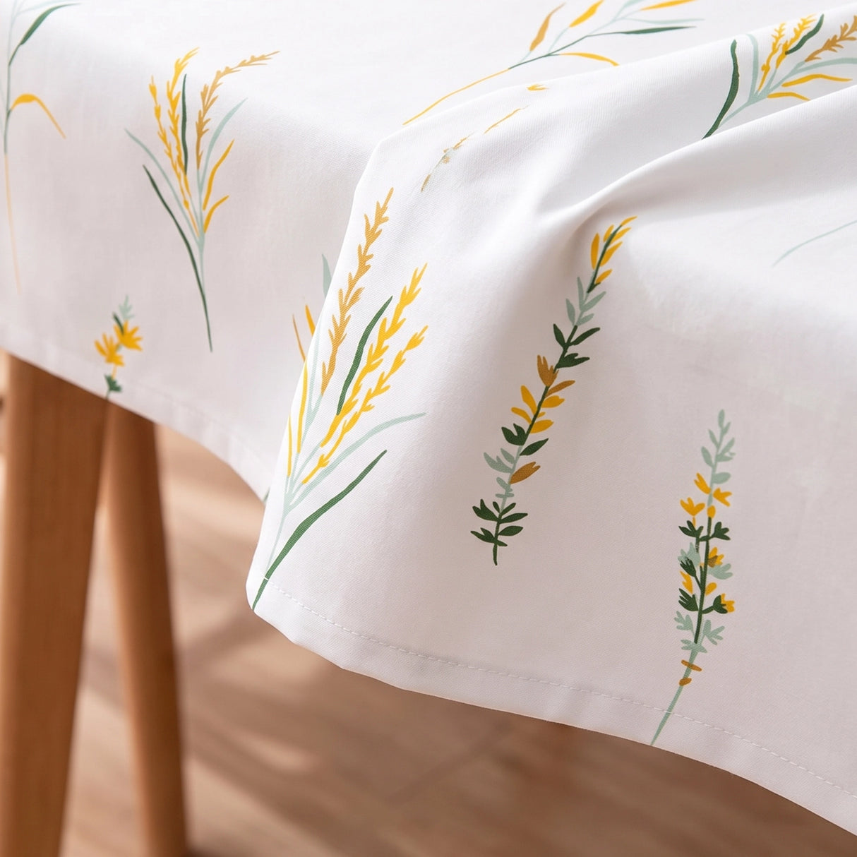 Cotton Leafscape Dining Table Cover (Yellow & Green)