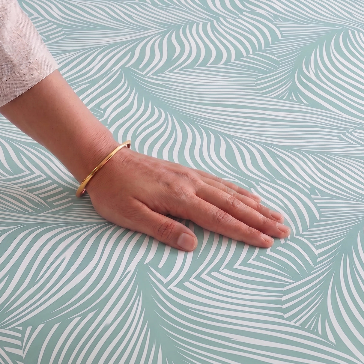 Mint Green Feather - Bedsheet (Green & White)