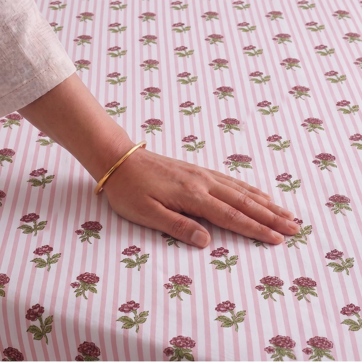 Soft Serenade - Floral Bedsheet (Peach)
