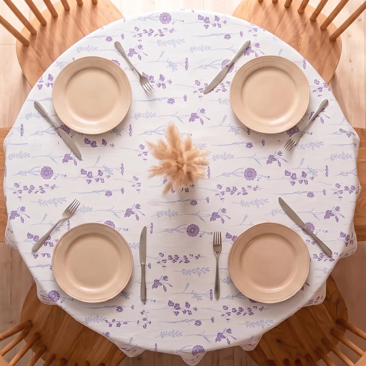 Cotton Premium Dining Table Cover (Blue & Purple)