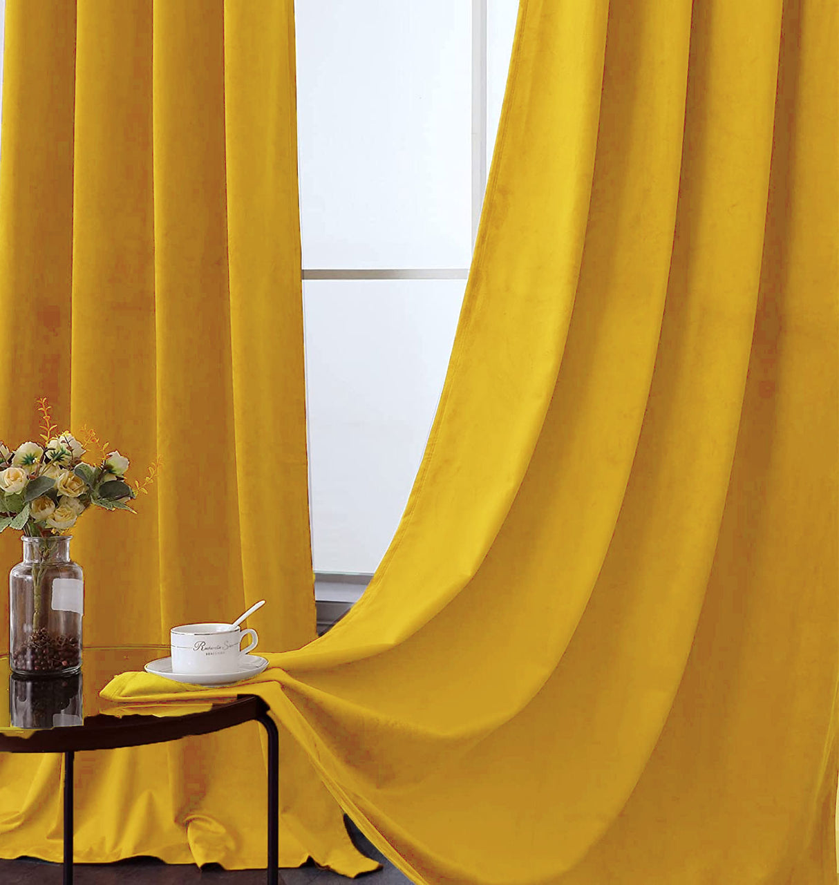 Fort Royal - Rod Pocket Velvet Curtain (Yellow)
