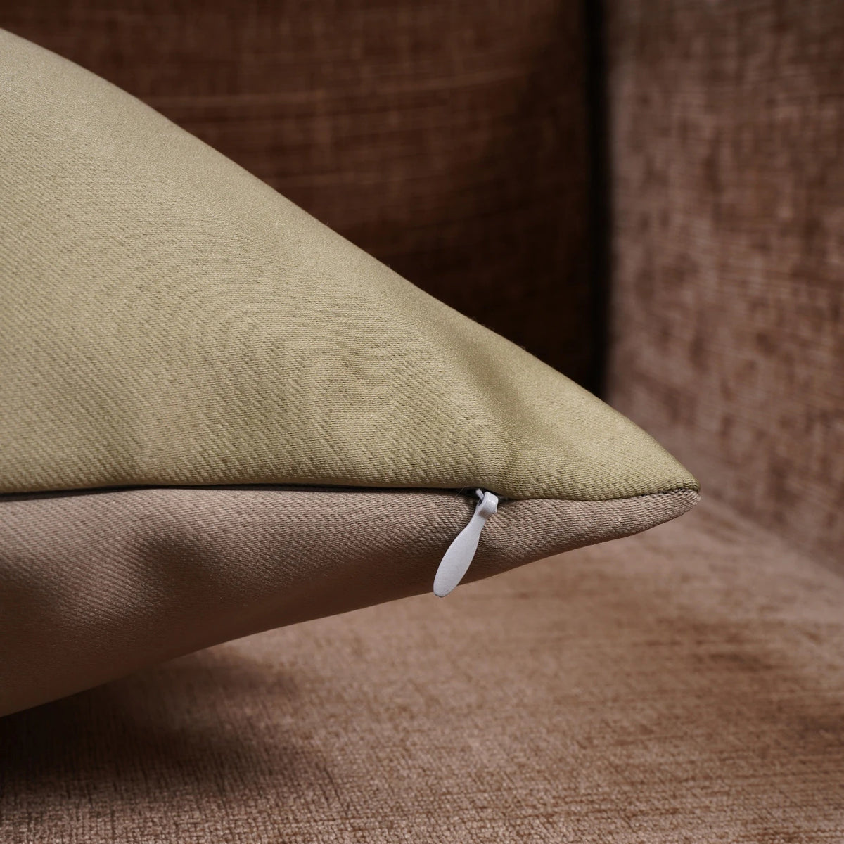 Double Color Pattern Cushion Cover (Beige & Olive)