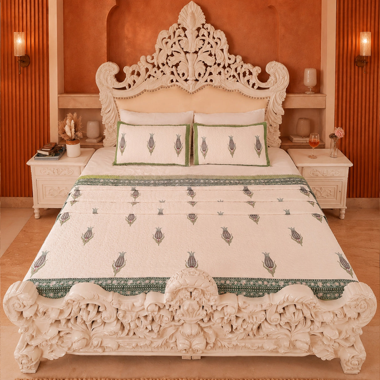 Dew Drops - Handblock Bedcover