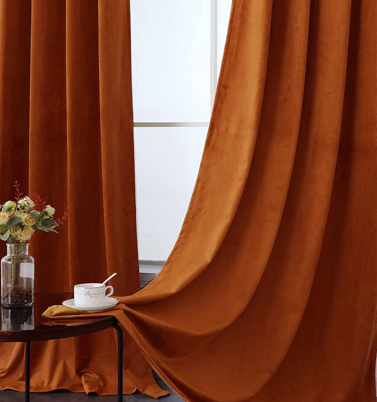 Fort Royal - Rod Pocket Velvet Curtain (Orange)