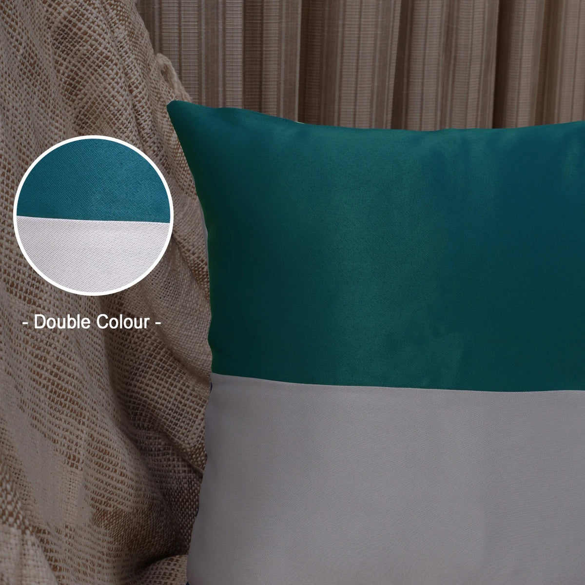 Double Color Pattern Cushion Cover (Blue & White)