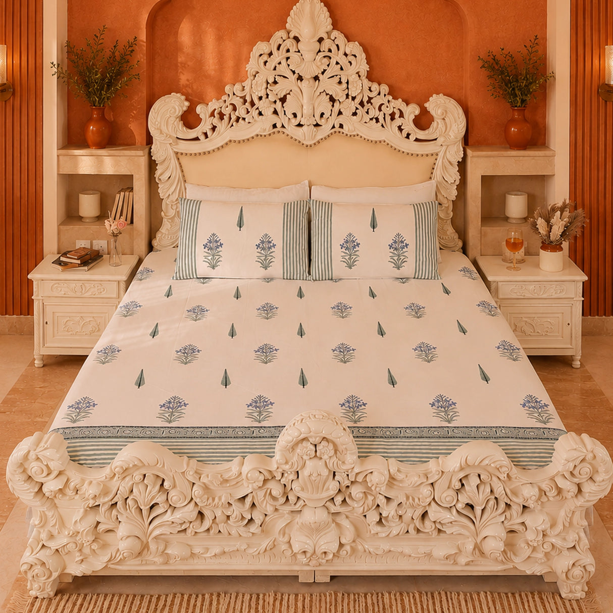 Gentle Bud - Handblock Bedsheet